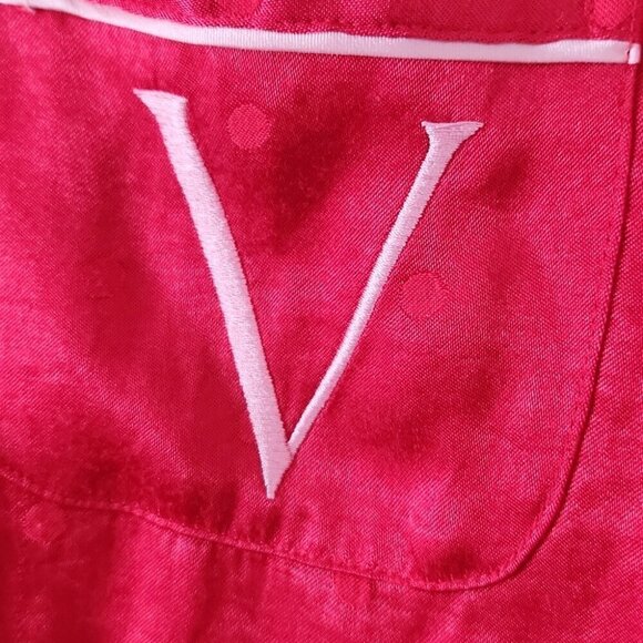 VICTORIA'S SECRET | Satin pajama top shirt red polka dot embroidered sz XS - Picture 4 of 5